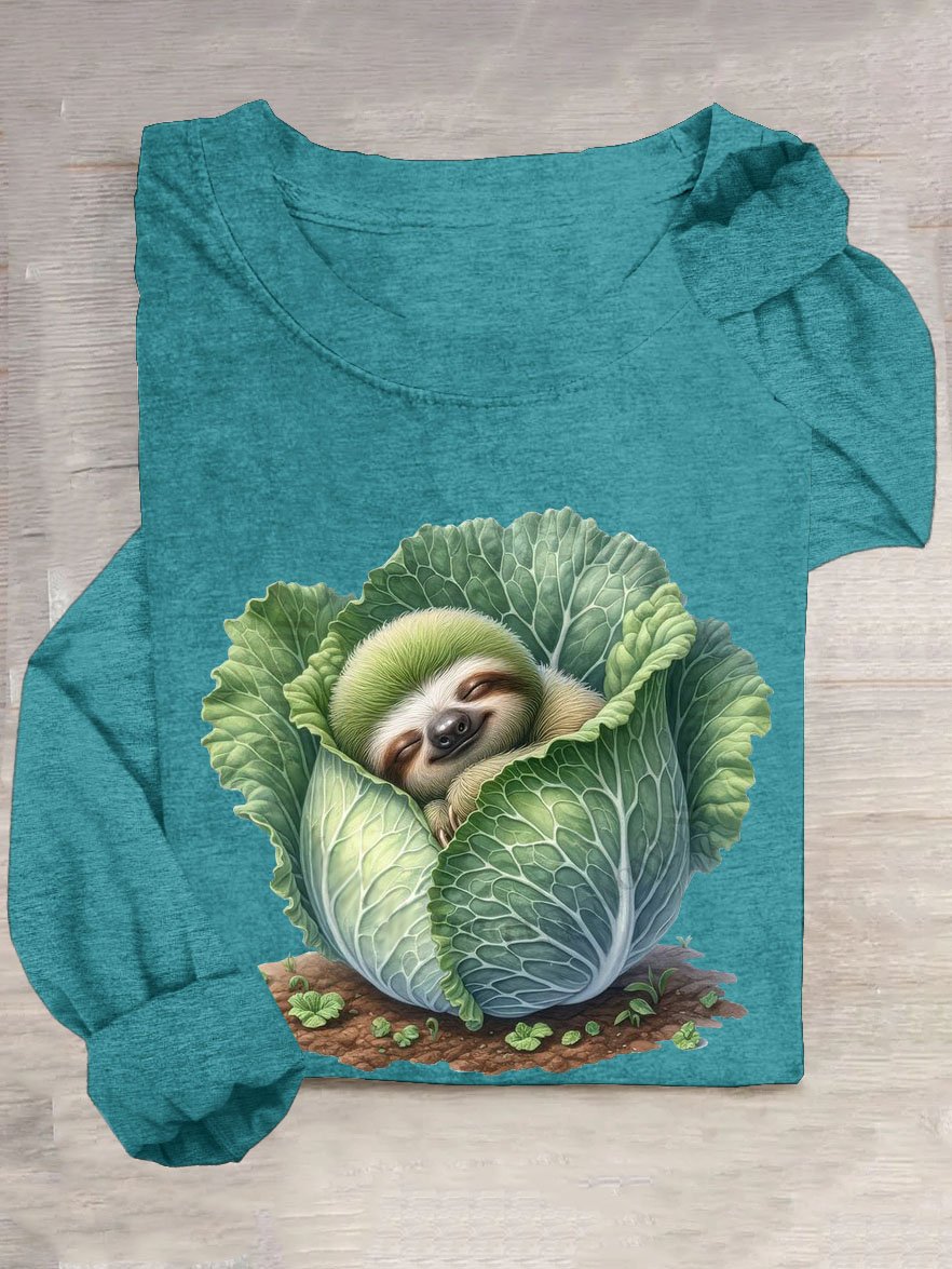 Lustig Gemüse Tierdruck Rundhals T-Shirt