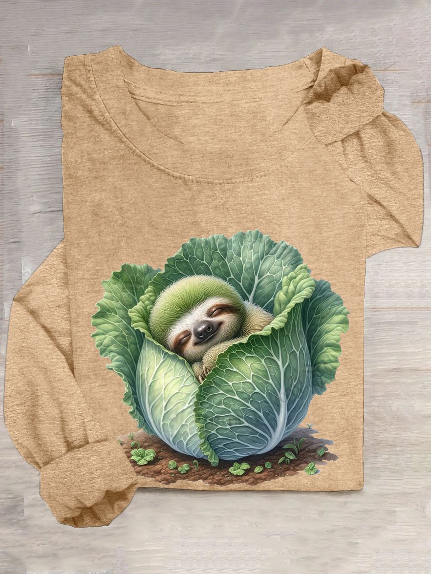 Lustig Gemüse Tierdruck Rundhals T-Shirt