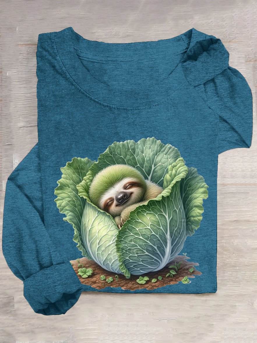 Lustig Gemüse Tierdruck Rundhals T-Shirt