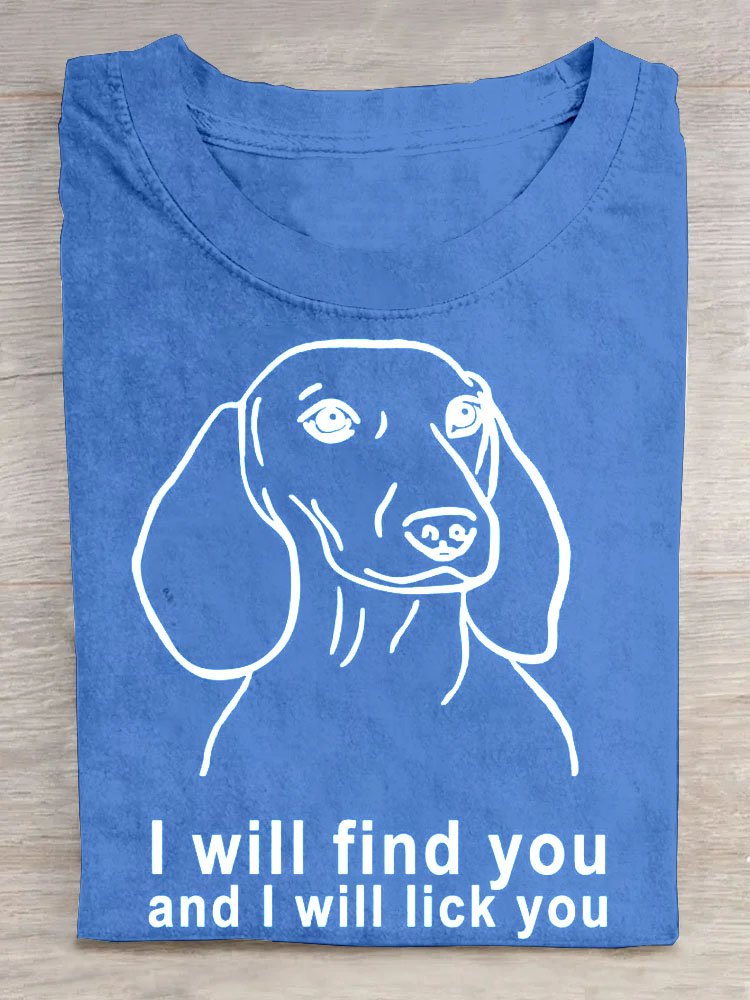 Hund Buchstabe Print Rundhals T-Shirt