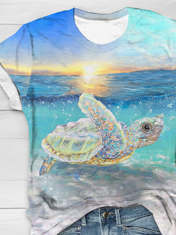 Rundhals Schildkröte Weit Lässig T-Shirt