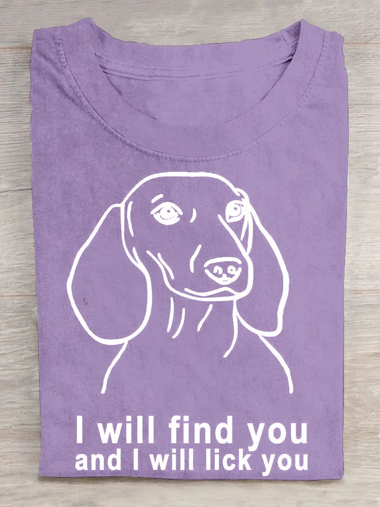 Hund Buchstabe Print Rundhals T-Shirt