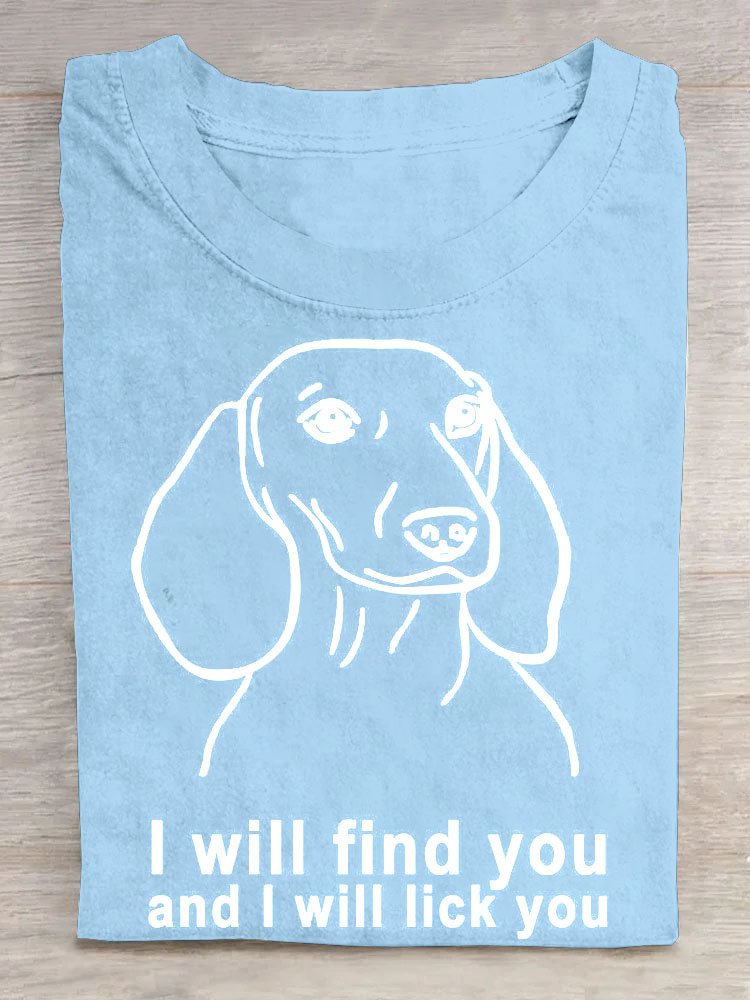 Hund Buchstabe Print Rundhals T-Shirt