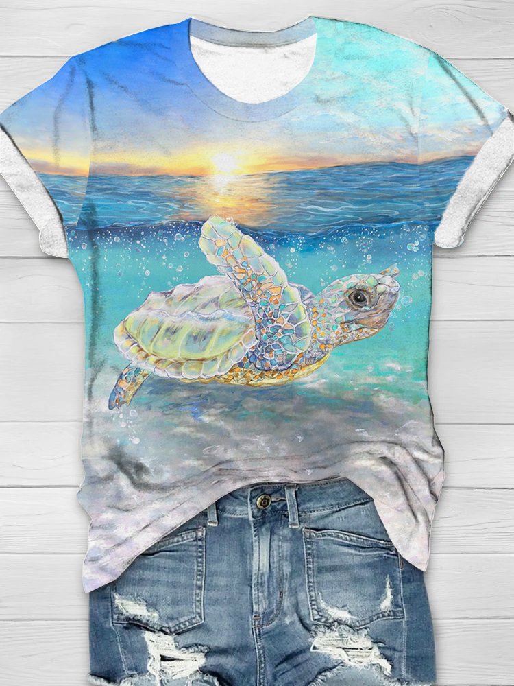 Rundhals Schildkröte Weit Lässig T-Shirt