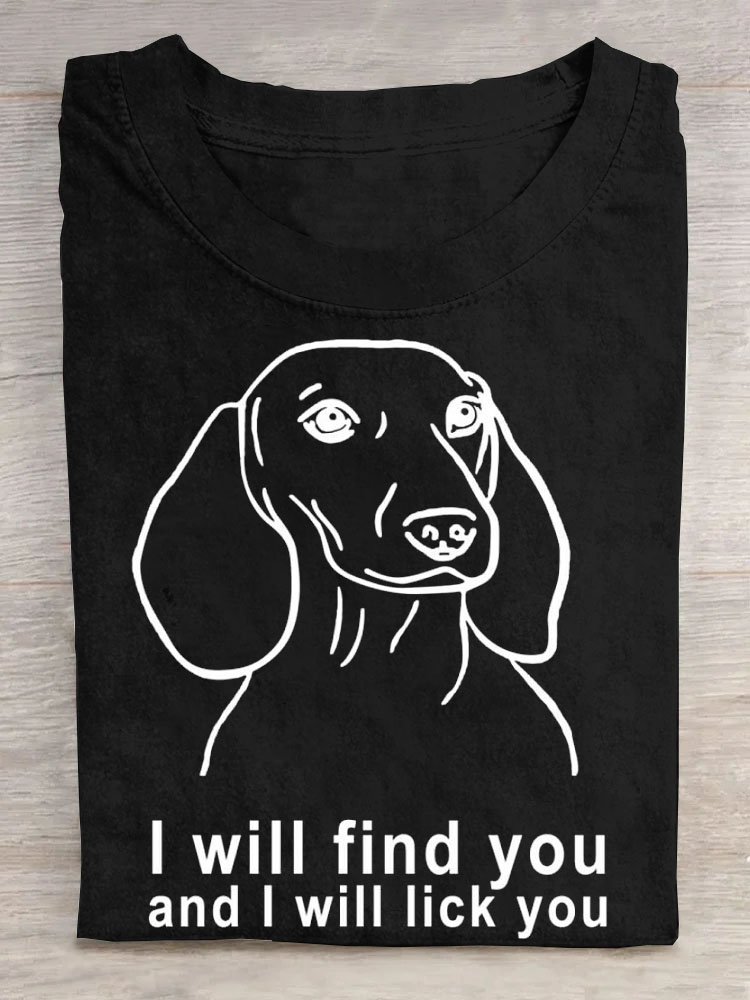 Hund Buchstabe Print Rundhals T-Shirt