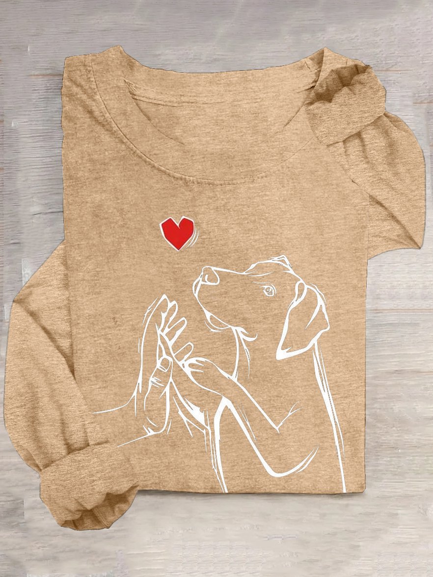 Hund Baumwollmischung Weit Lässig T-Shirt