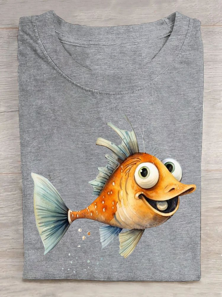 Fisch Print Lässig T-Shirt