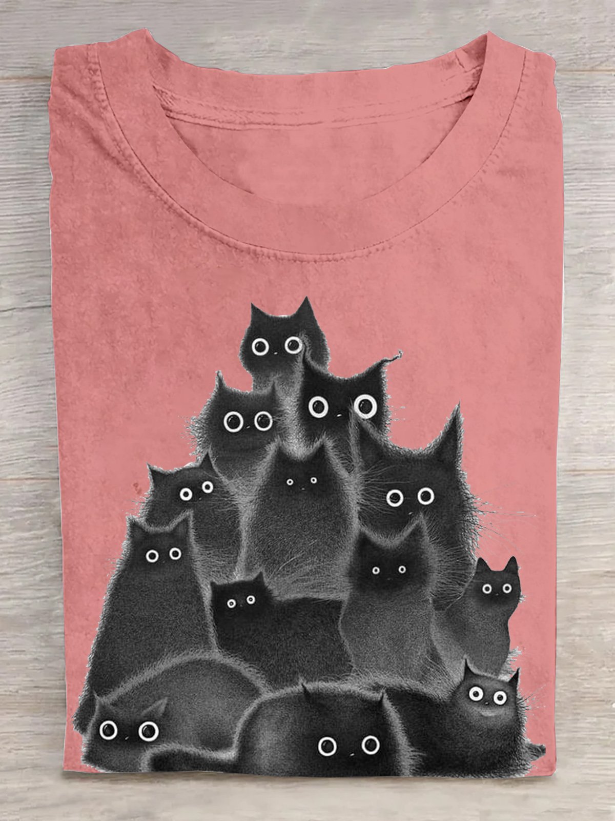 Lässig Baumwolle Rundhals Katze T-Shirt