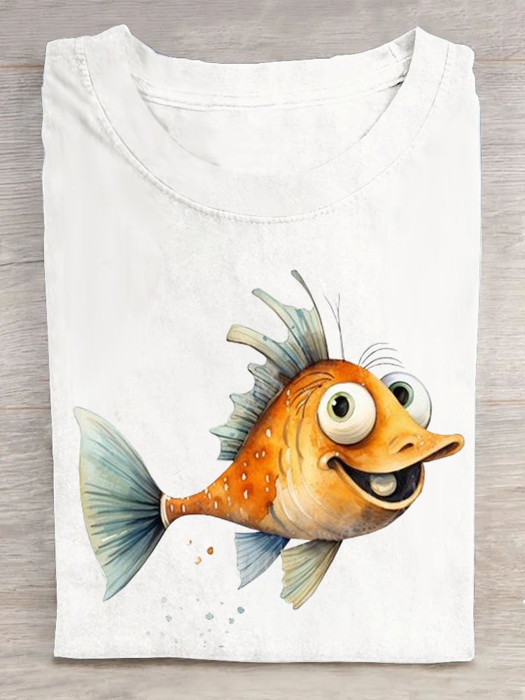 Fisch Print Lässig T-Shirt