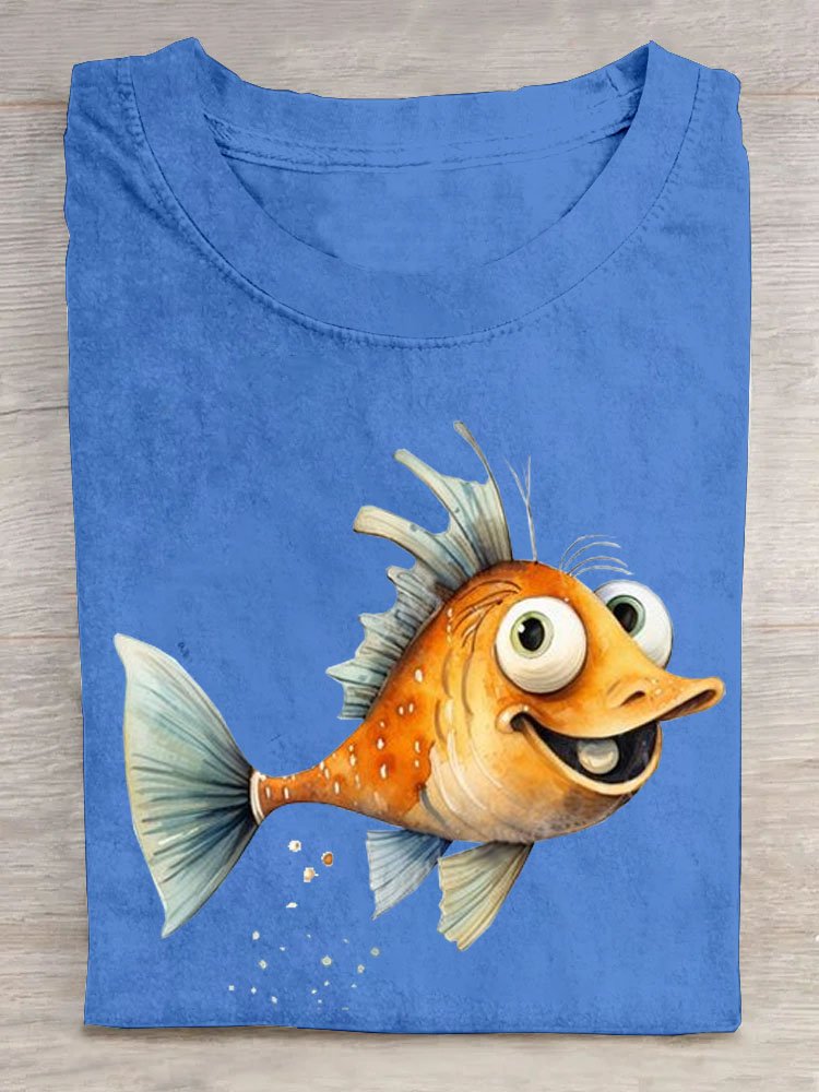 Fisch Print Lässig T-Shirt