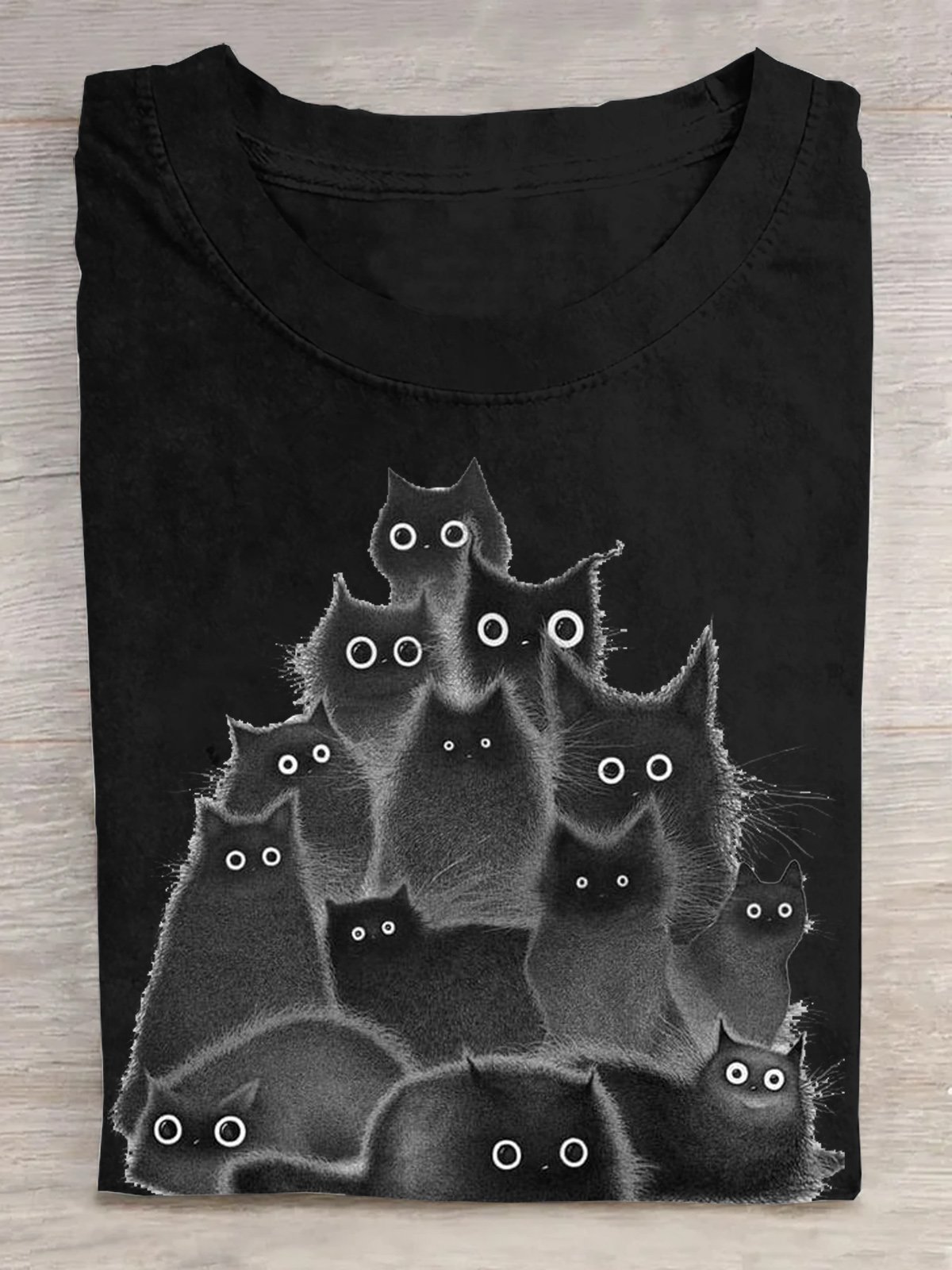 Lässig Baumwolle Rundhals Katze T-Shirt