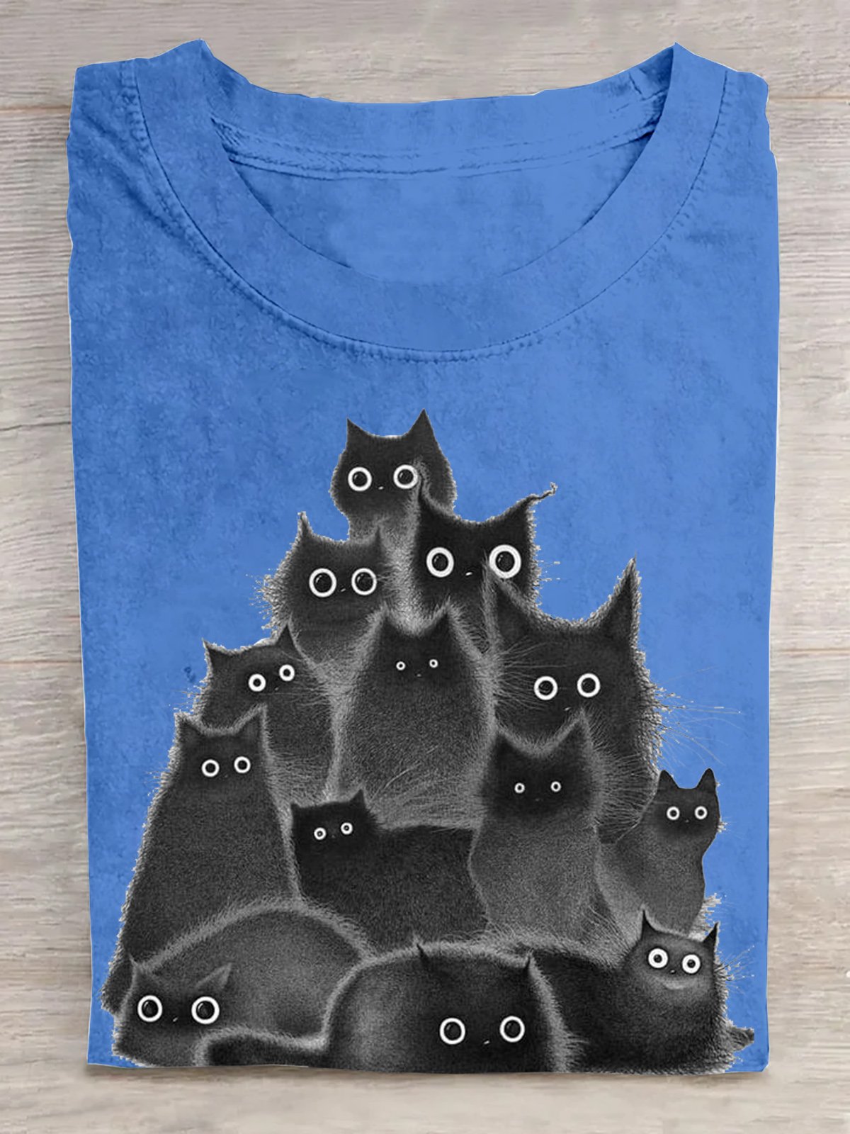 Lässig Baumwolle Rundhals Katze T-Shirt