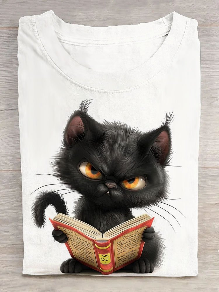 Lustig Katze Print Lässig T-Shirt