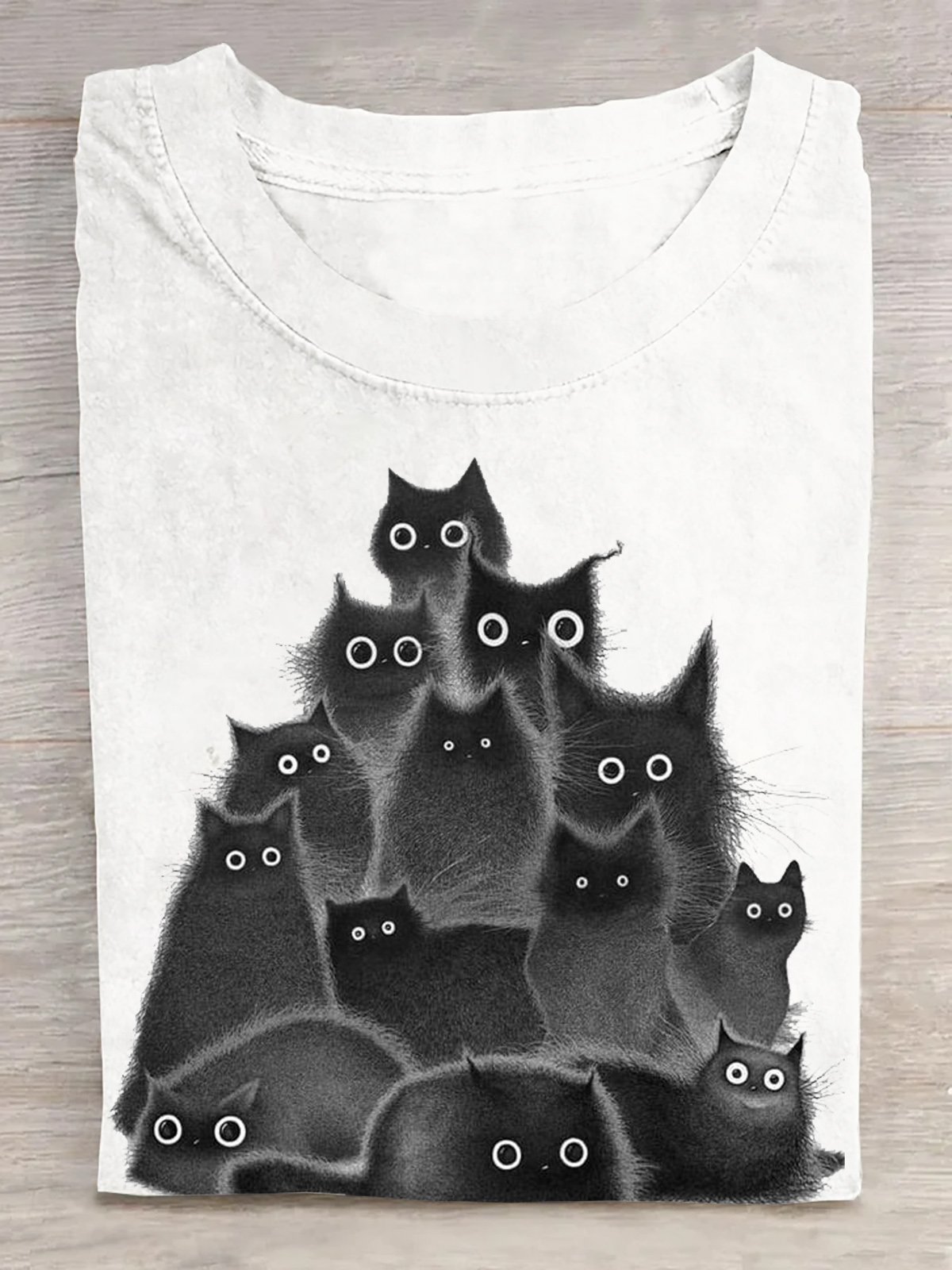 Lässig Baumwolle Rundhals Katze T-Shirt