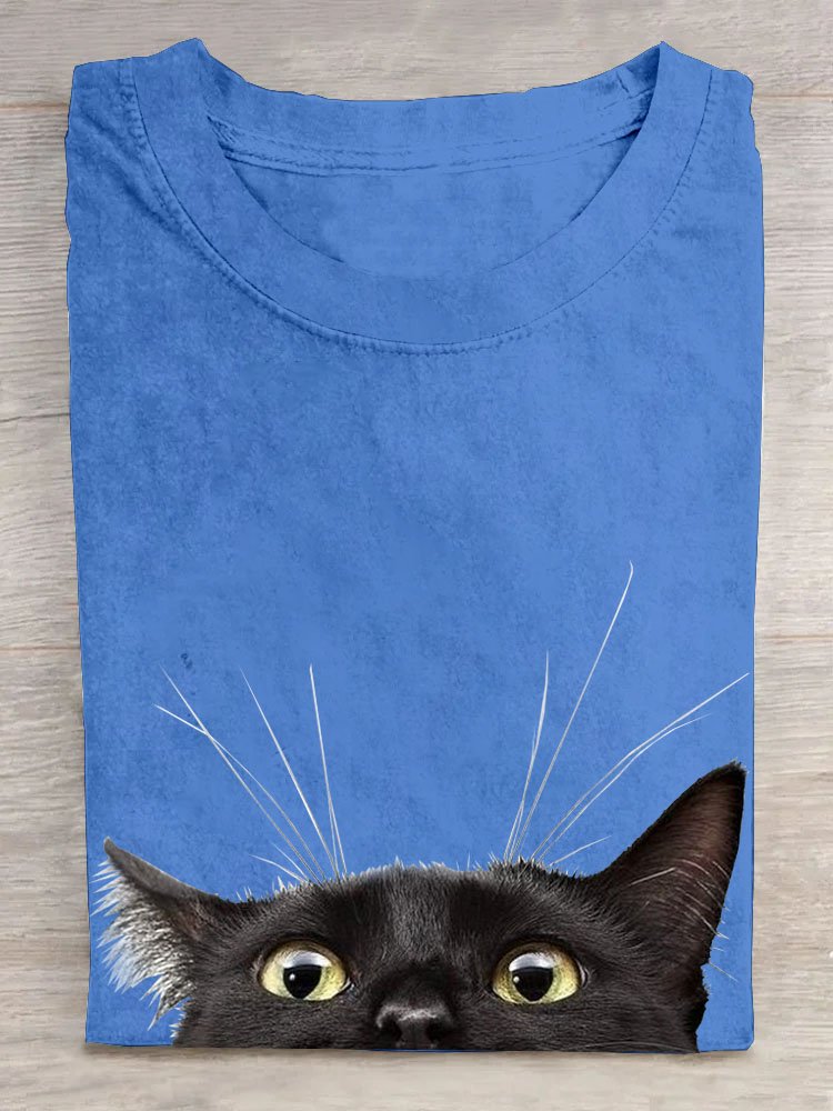 Lustig Katze Print Lässig T-Shirt