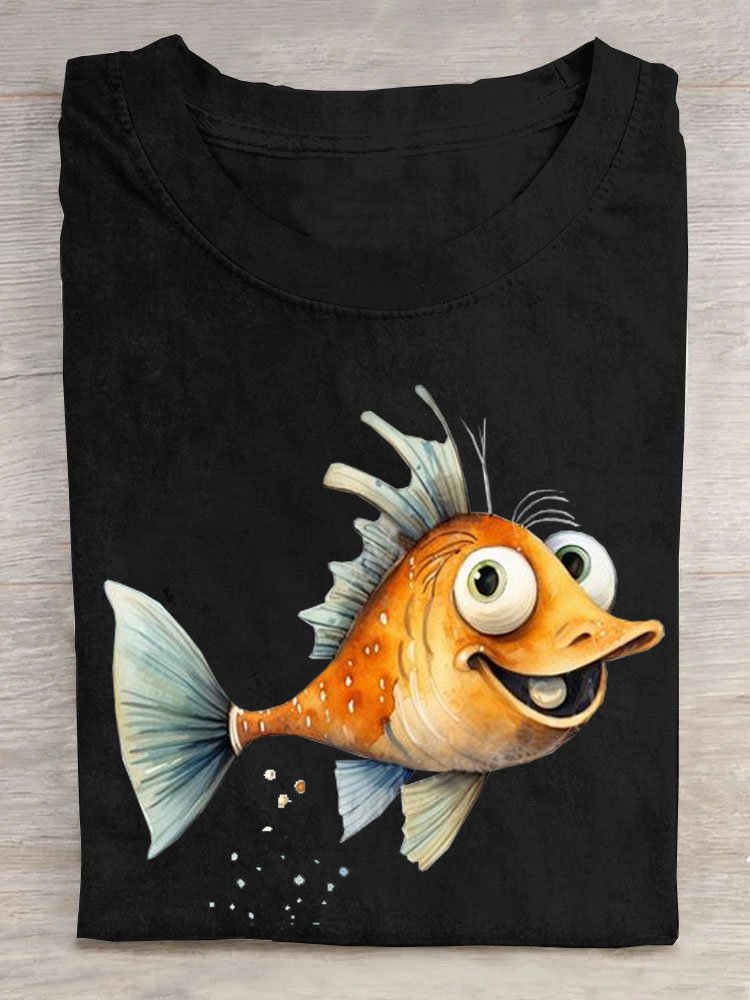 Fisch Print Lässig T-Shirt