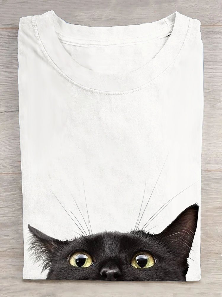 Lustig Katze Print Lässig T-Shirt