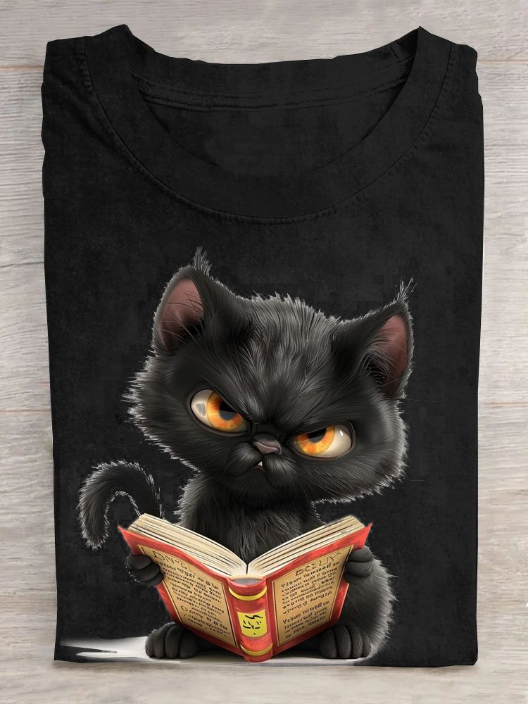 Lustig Katze Print Lässig T-Shirt