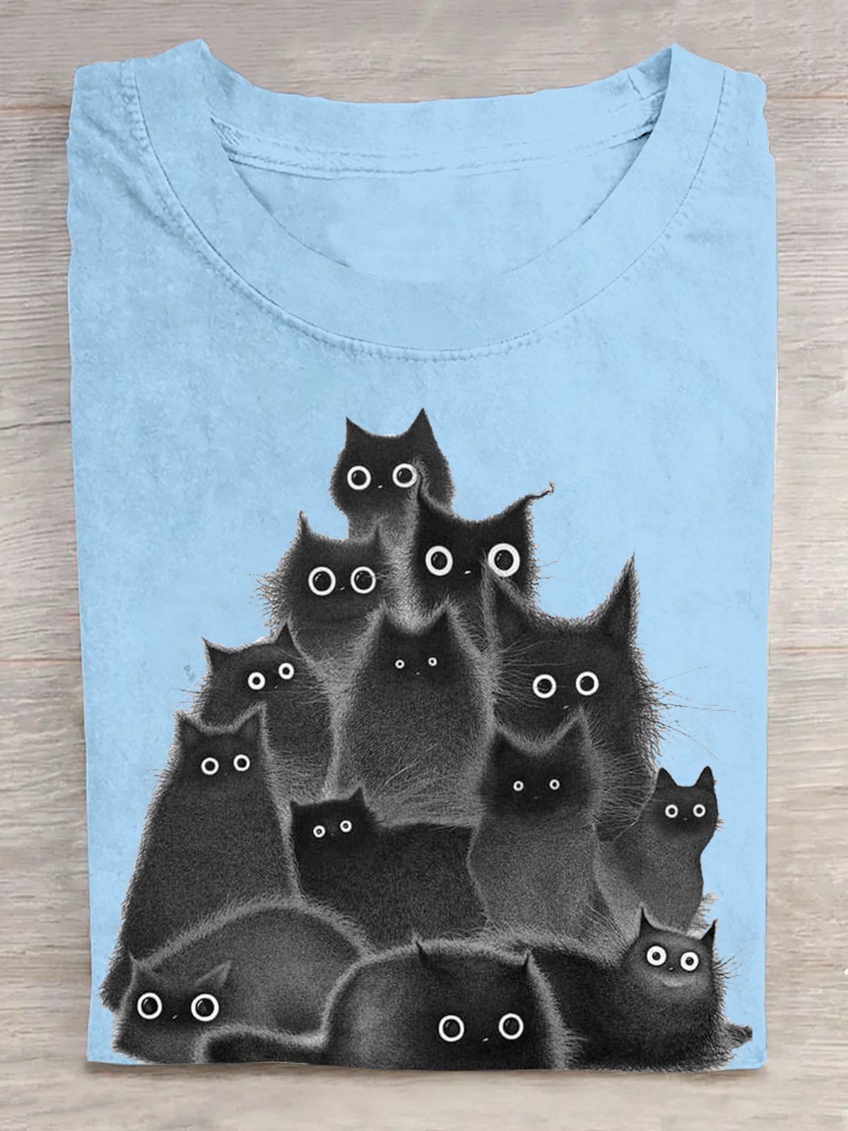 Lässig Baumwolle Rundhals Katze T-Shirt