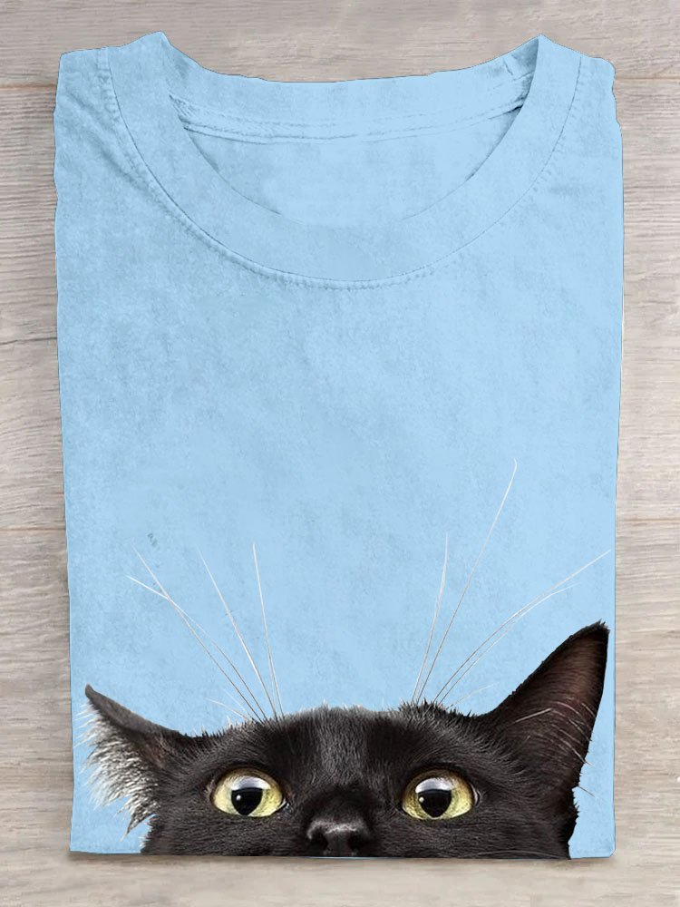 Lustig Katze Print Lässig T-Shirt