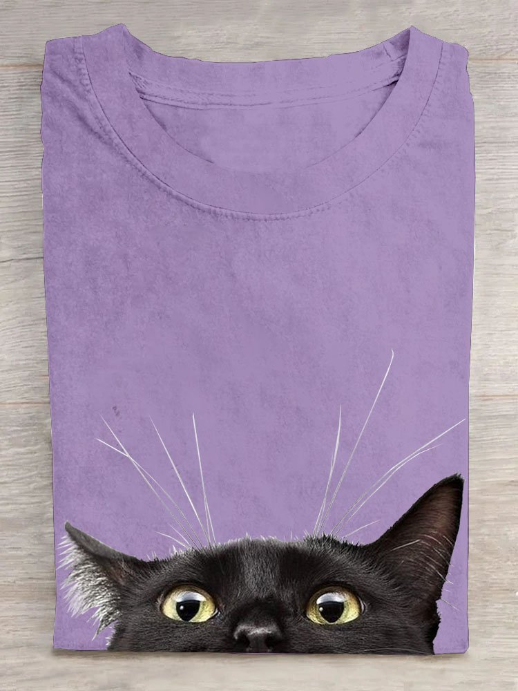 Lustig Katze Print Lässig T-Shirt