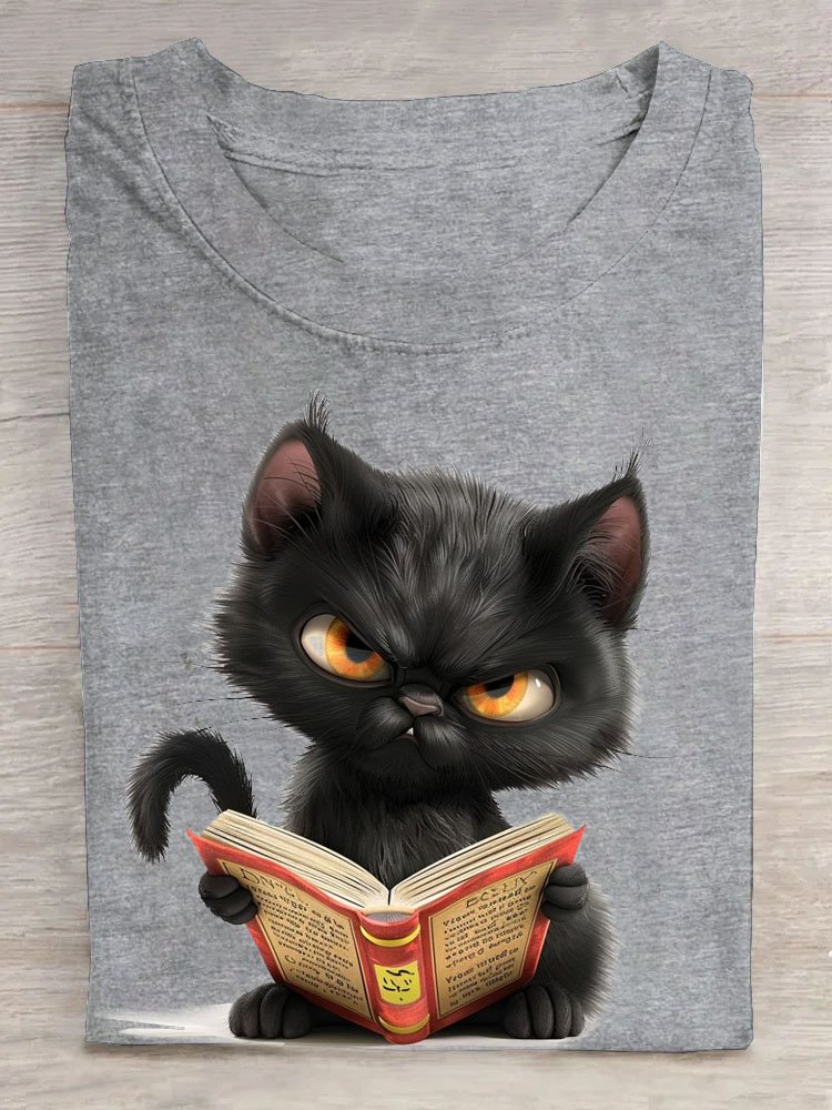 Lustig Katze Print Lässig T-Shirt