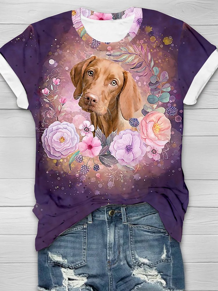 Lässig Rundhals Hund T-Shirt