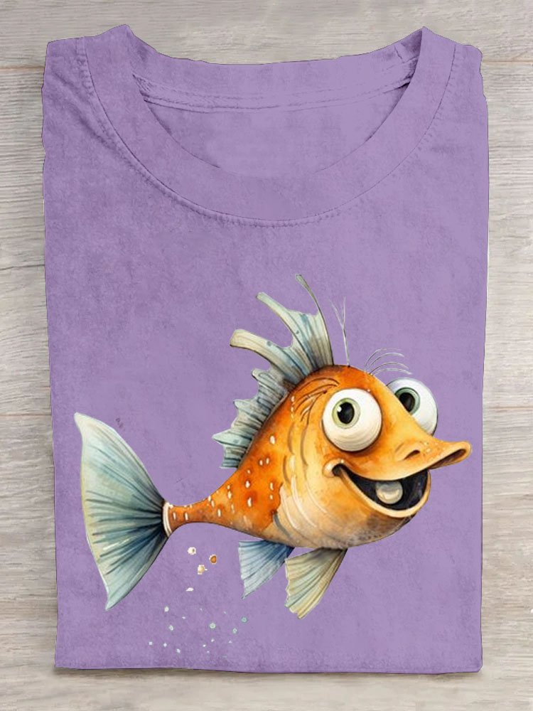 Fisch Print Lässig T-Shirt