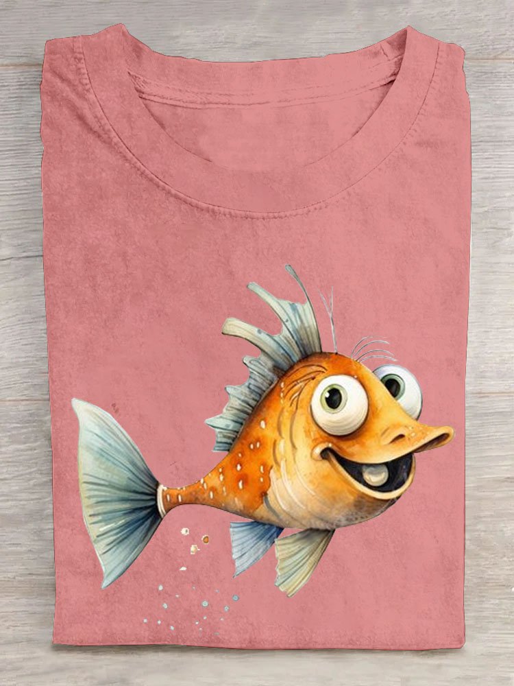 Fisch Print Lässig T-Shirt