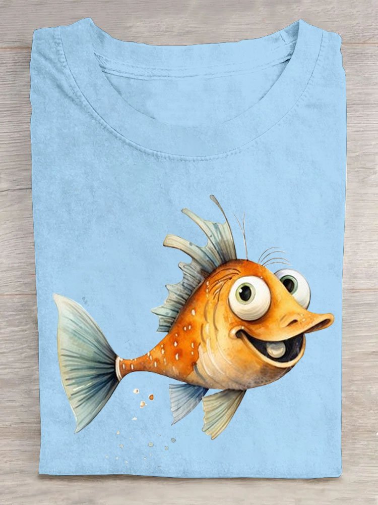 Fisch Print Lässig T-Shirt