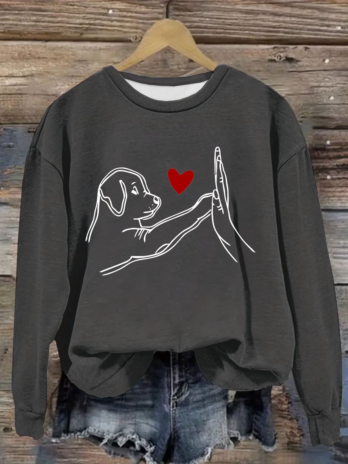 Hund Print Lässig Rundhals Sweatshirt