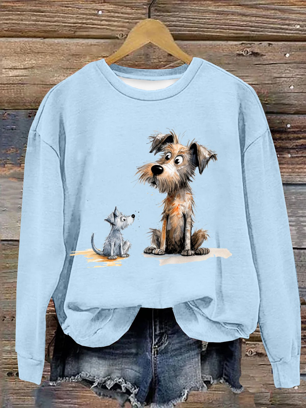 Rundhals Hund Lässig Sweatshirt