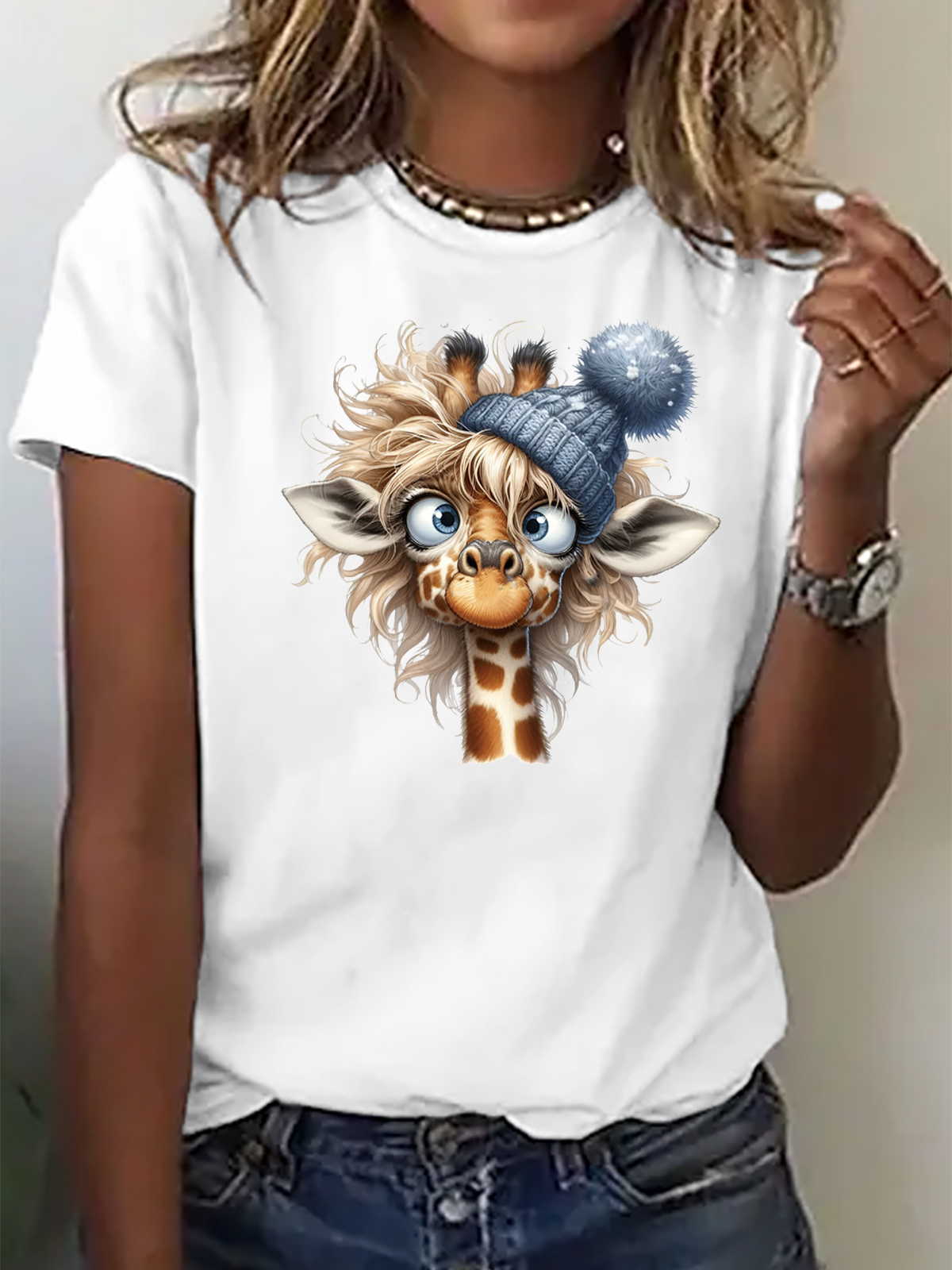 Baumwolle Lässig Giraffe T-Shirt