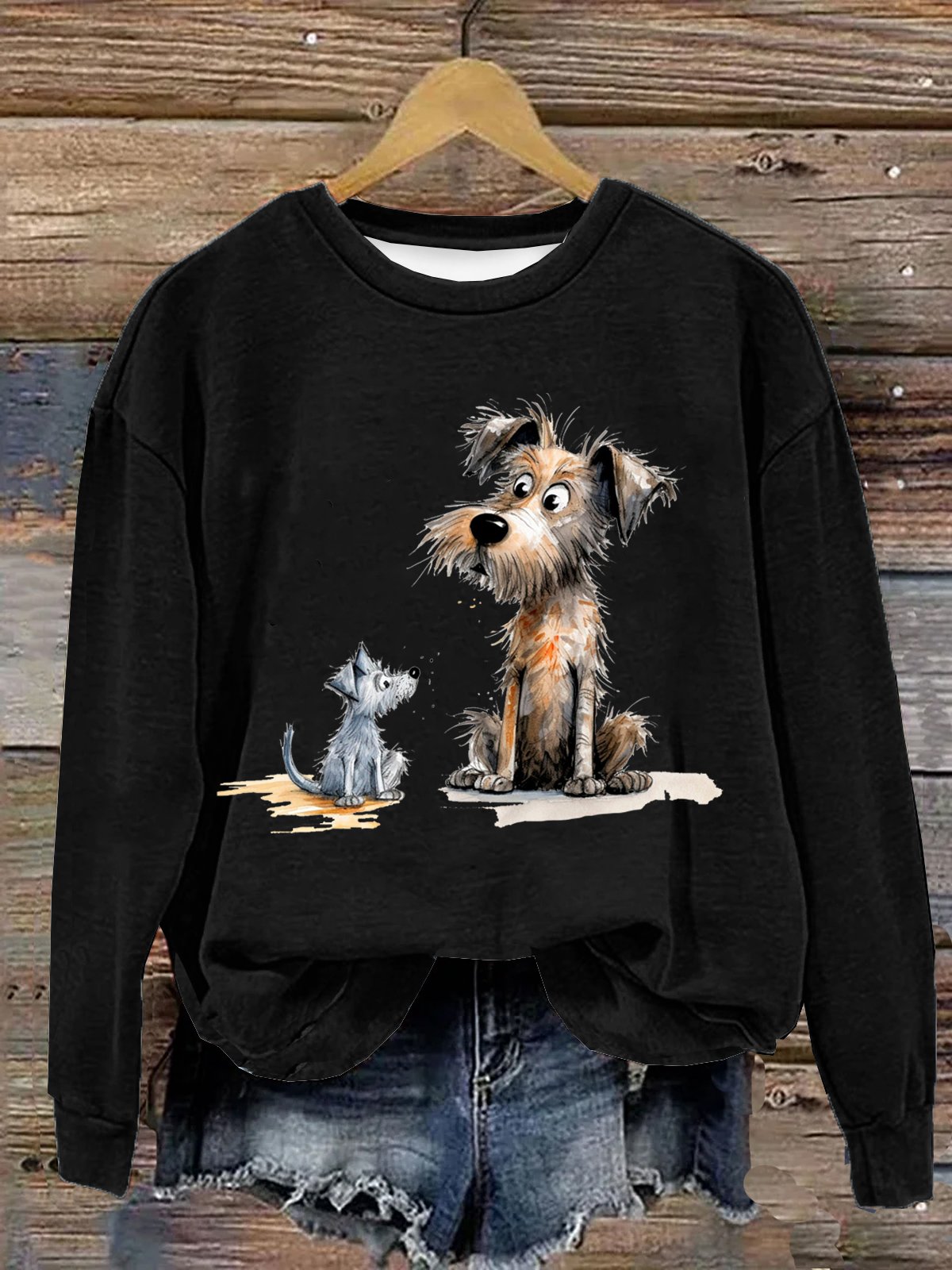 Rundhals Hund Lässig Sweatshirt