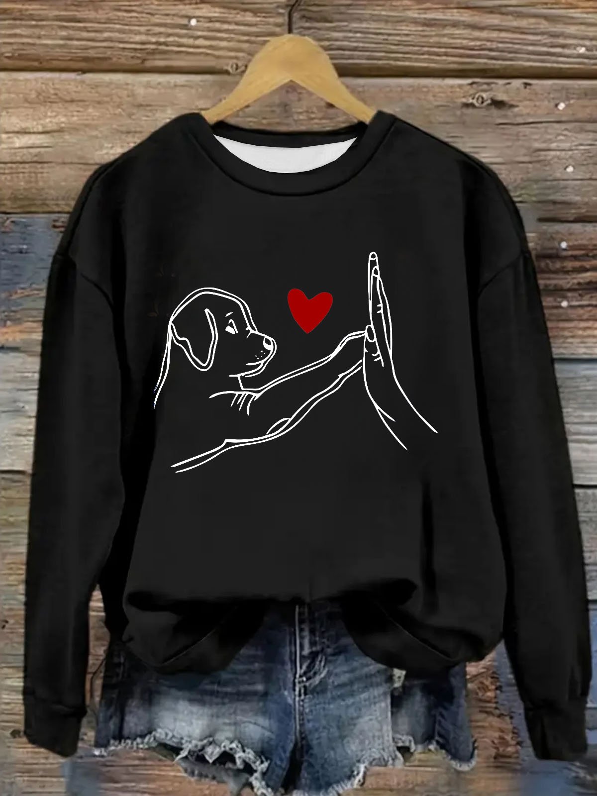 Hund Print Lässig Rundhals Sweatshirt