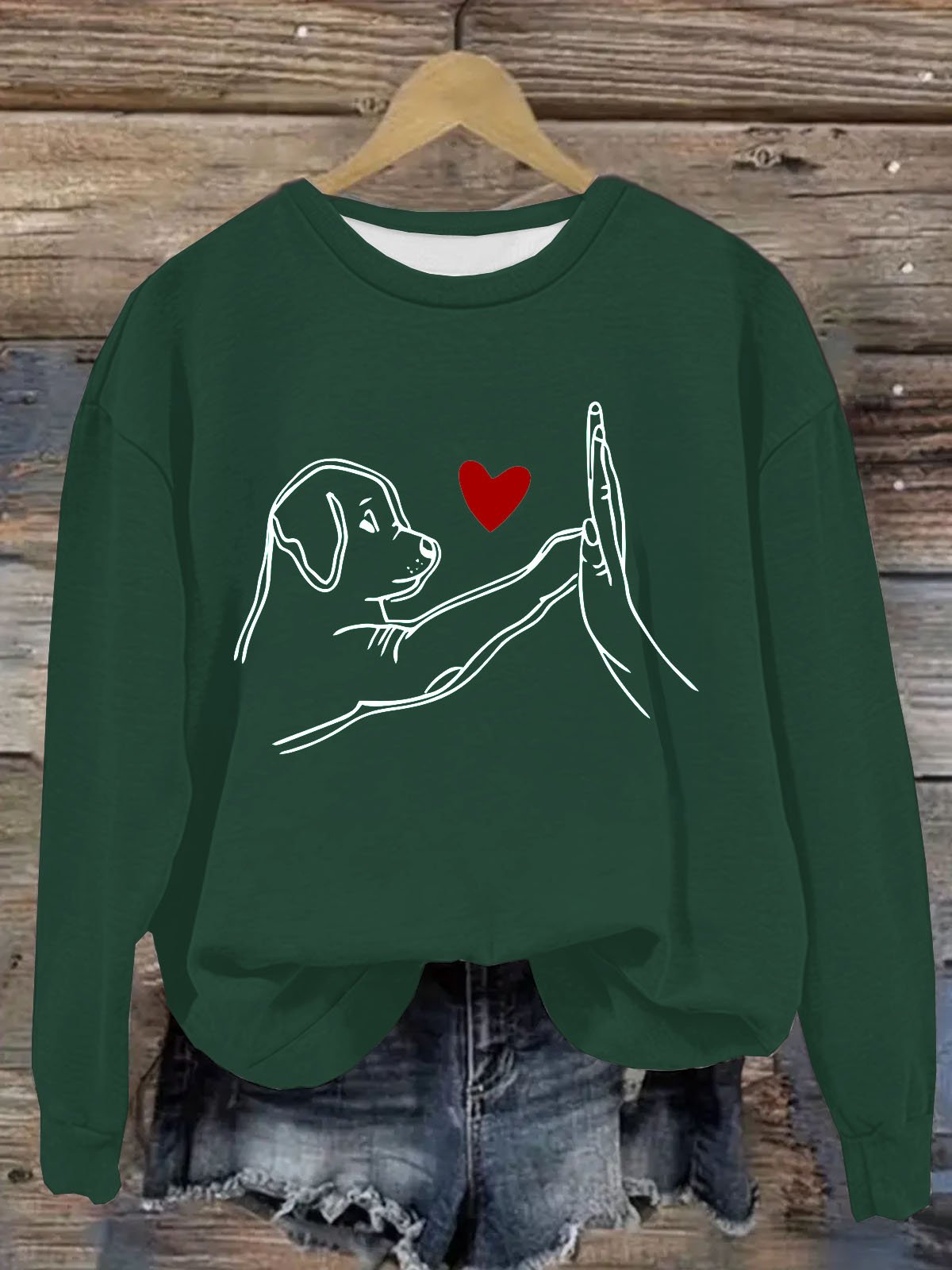 Hund Print Lässig Rundhals Sweatshirt