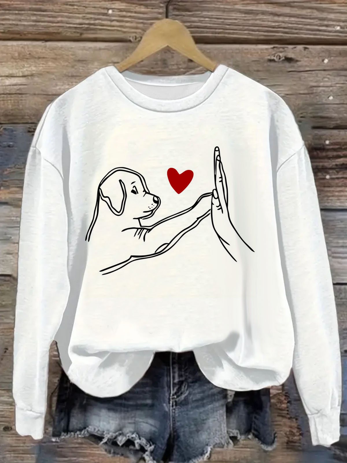 Hund Print Lässig Rundhals Sweatshirt