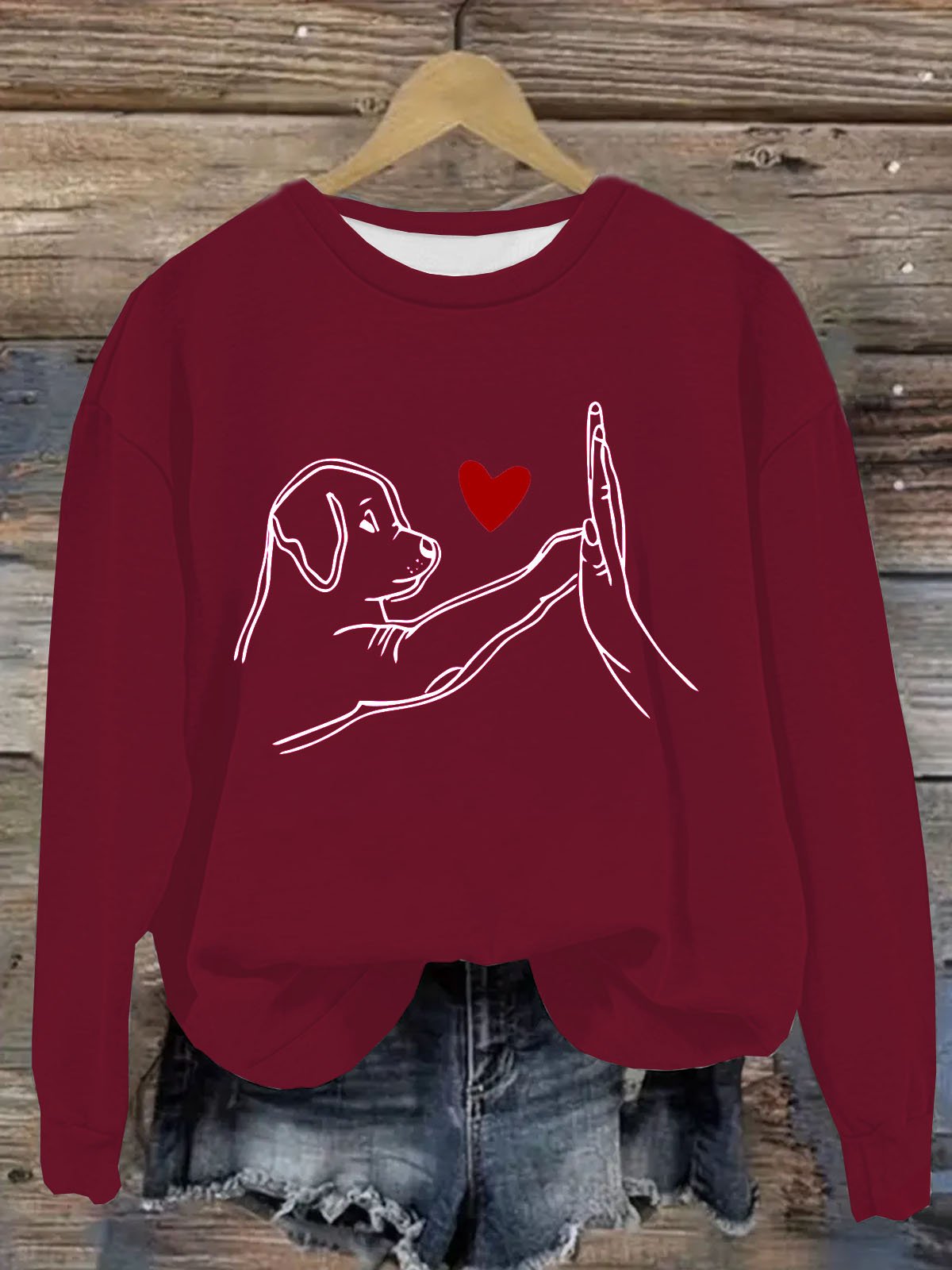 Hund Print Lässig Rundhals Sweatshirt