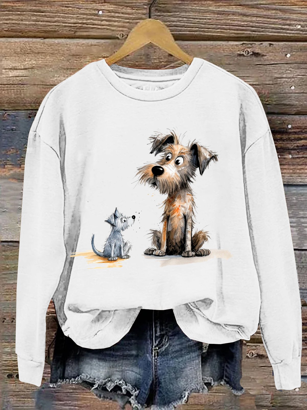 Rundhals Hund Lässig Sweatshirt