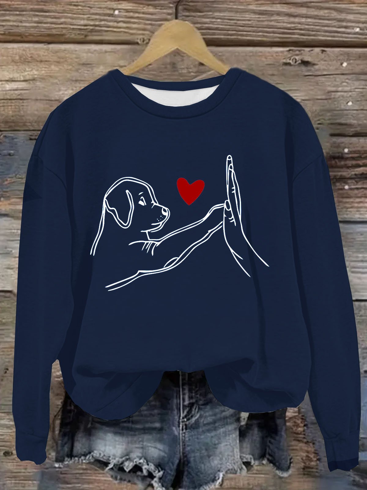 Hund Print Lässig Rundhals Sweatshirt