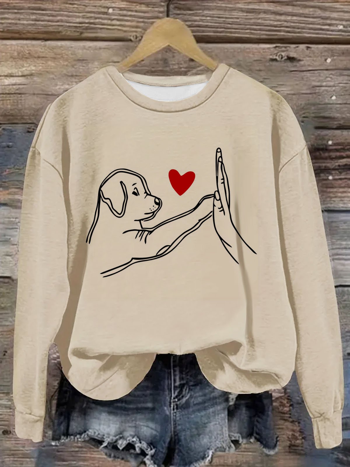 Hund Print Lässig Rundhals Sweatshirt