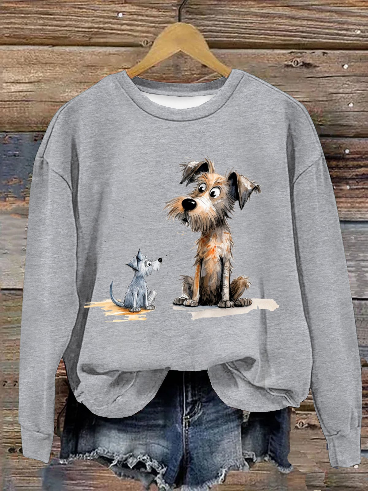 Rundhals Hund Lässig Sweatshirt