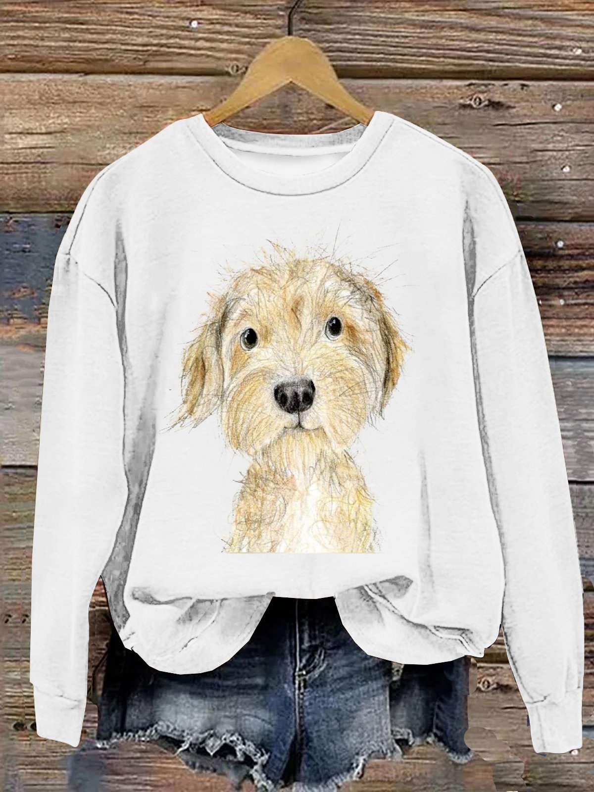 Lässig Weit Hund Sweatshirt