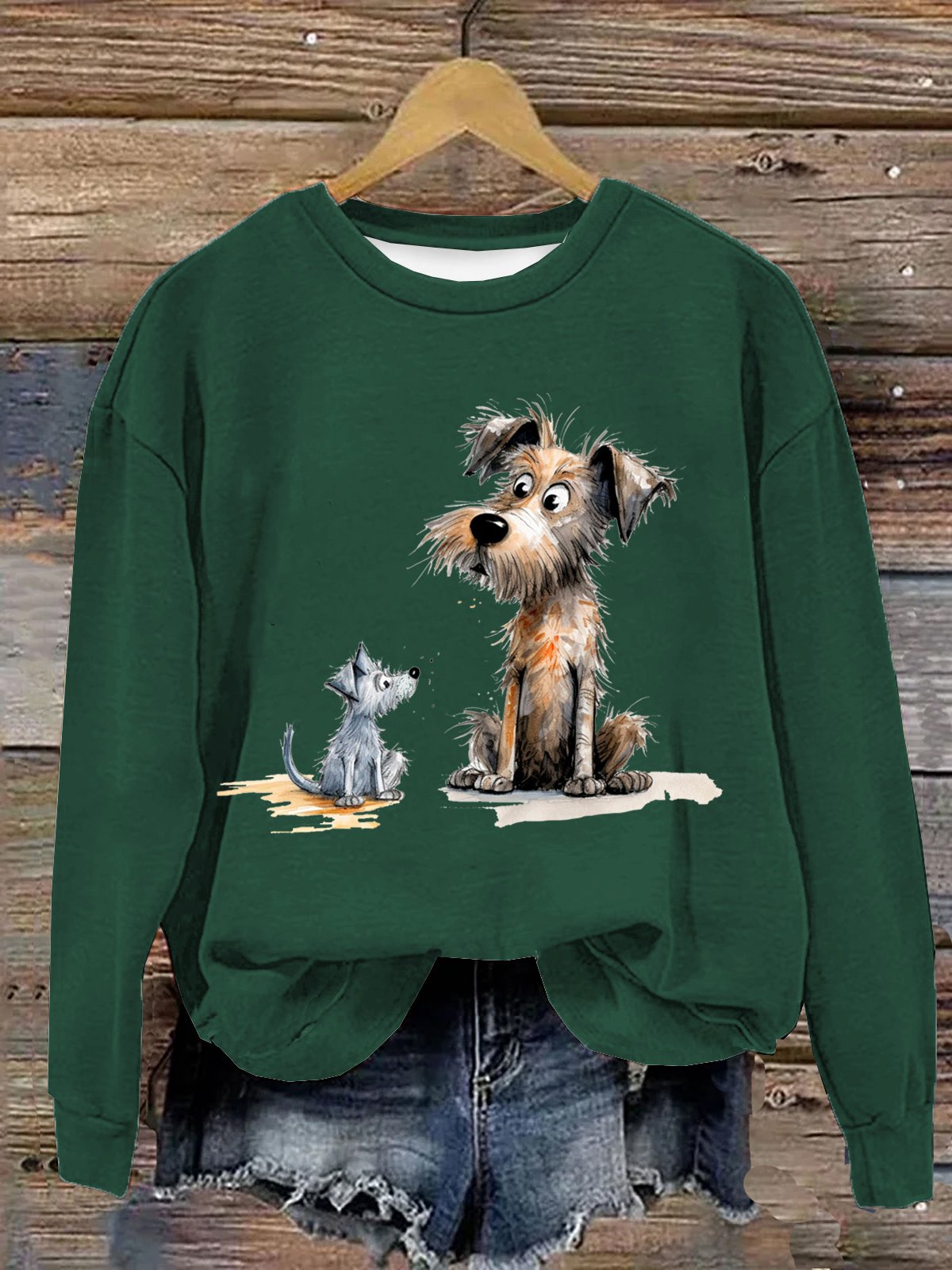 Rundhals Hund Lässig Sweatshirt