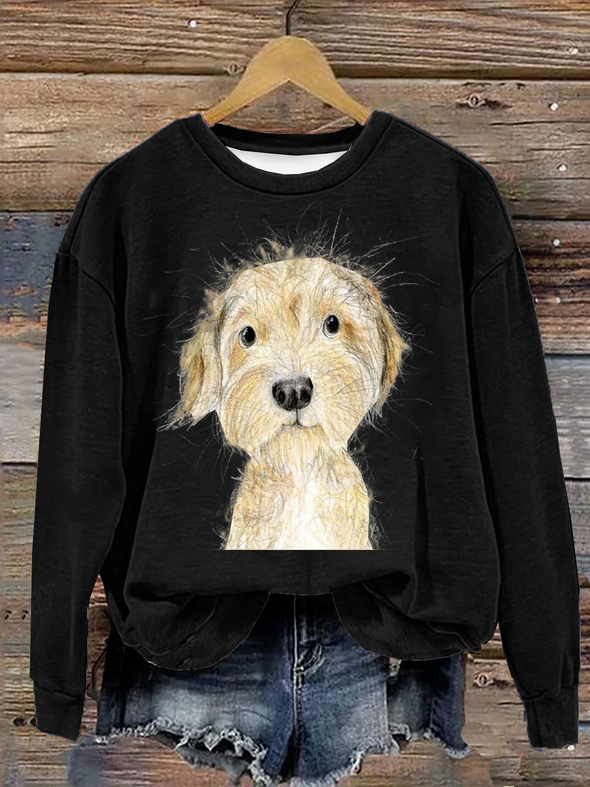 Lässig Weit Hund Sweatshirt