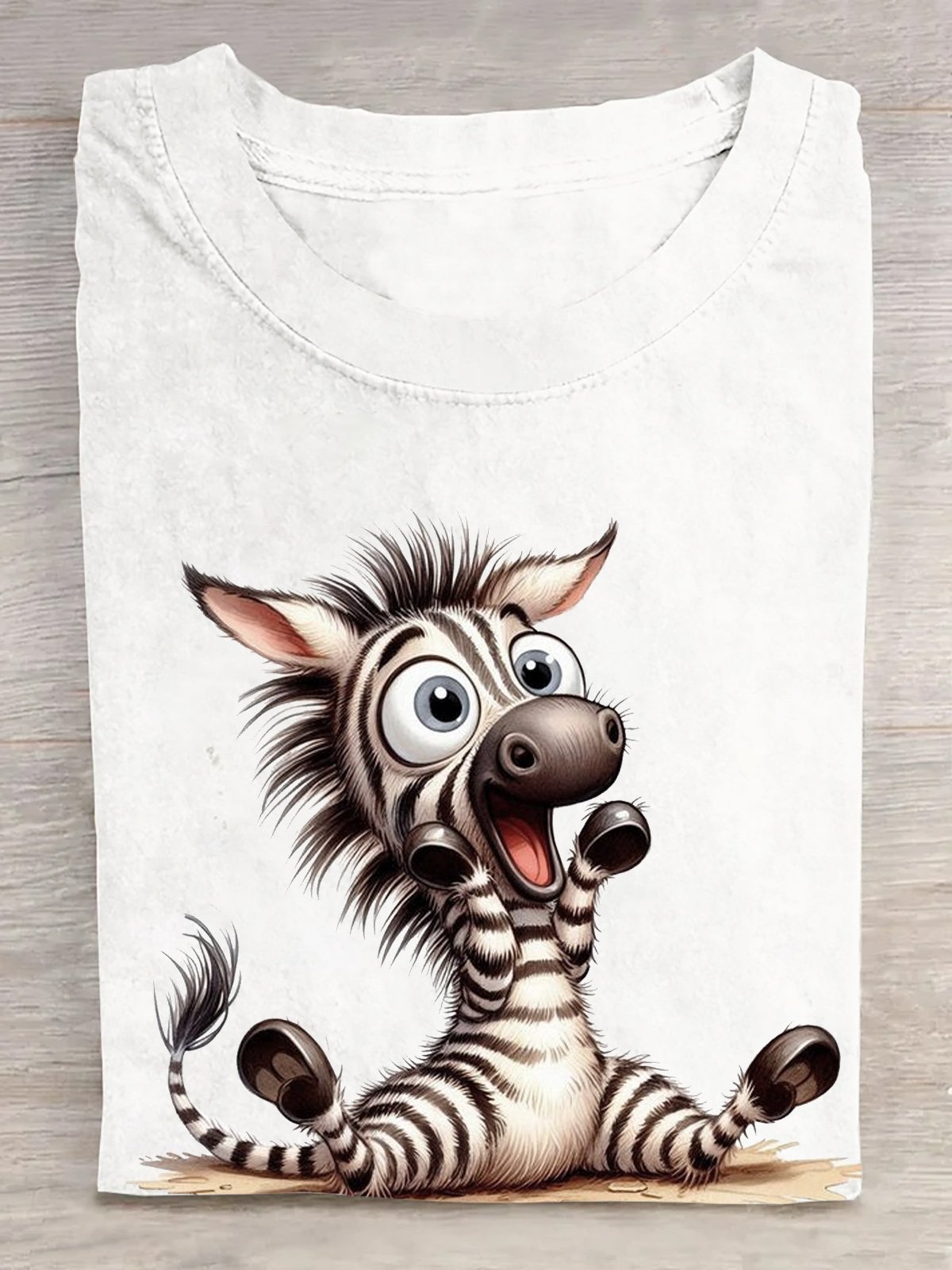 Zebra Baumwolle Weit Lässig T-Shirt