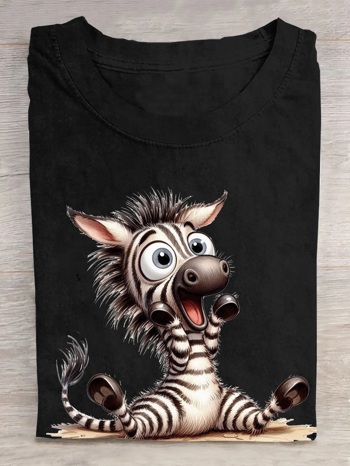 Zebra Baumwolle Weit Lässig T-Shirt