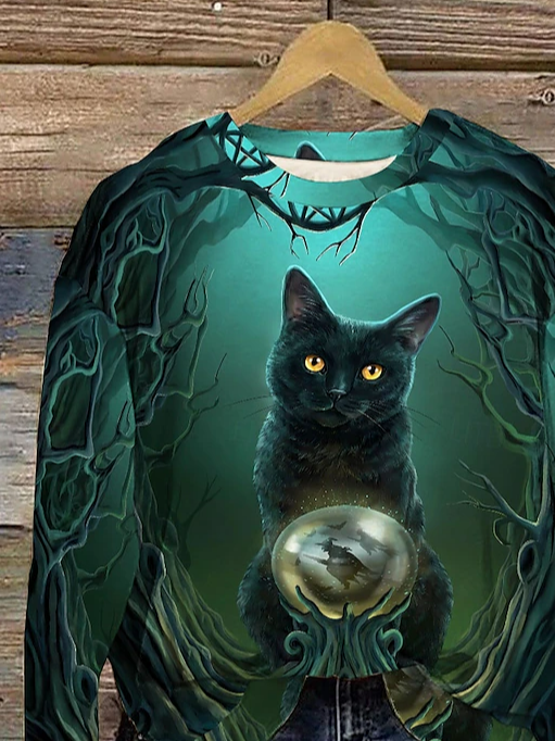 Rundhals Lässig Halloween Weit Sweatshirt