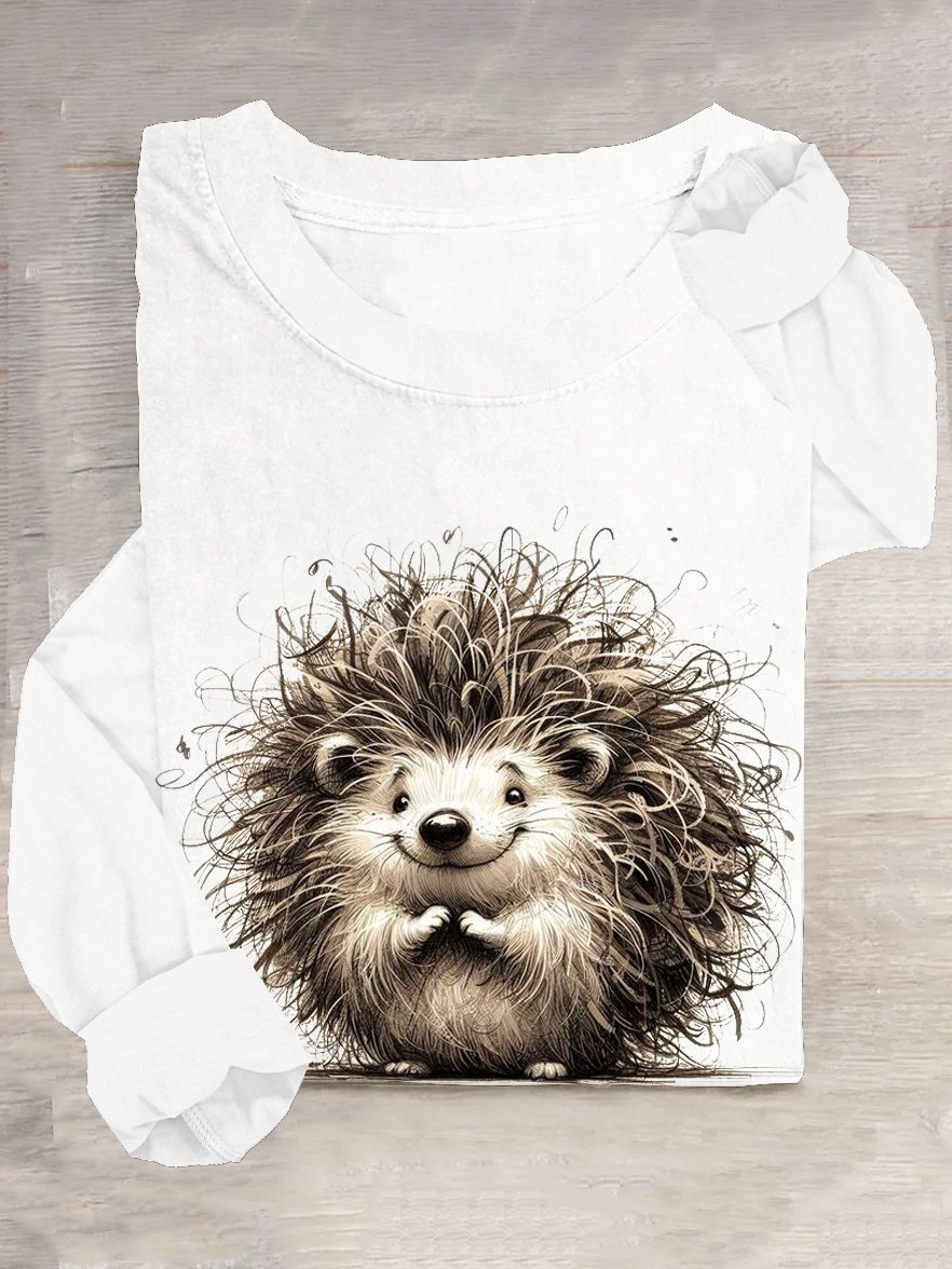 Igel Weit Rundhals Lässig T-Shirt