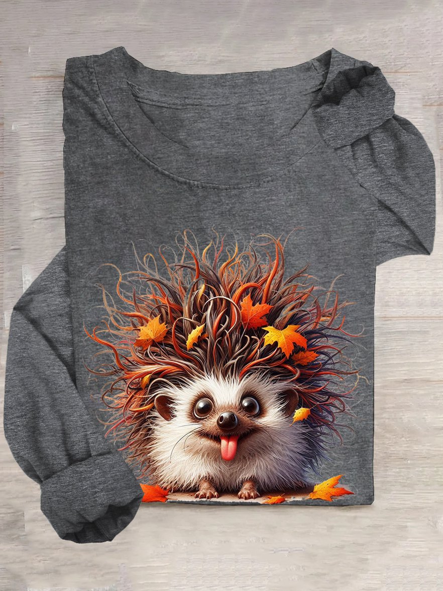 Igel Lässig Rundhals Baumwollmischung T-Shirt